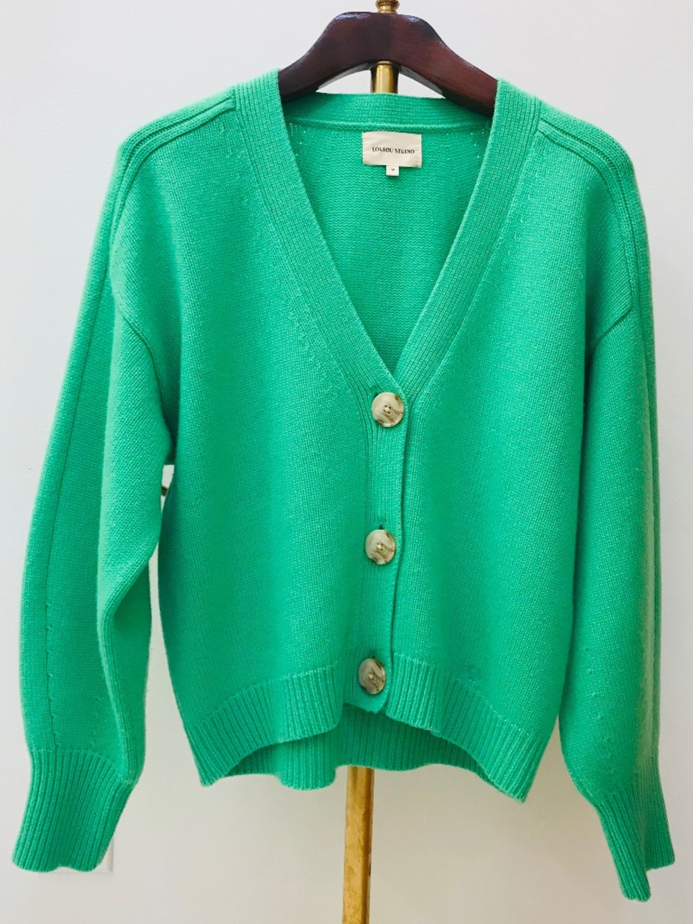 LOULOU STUDIO OVERSIZED KELLY GREEN WOOL-CASHMERE BLEND CARDIGAN